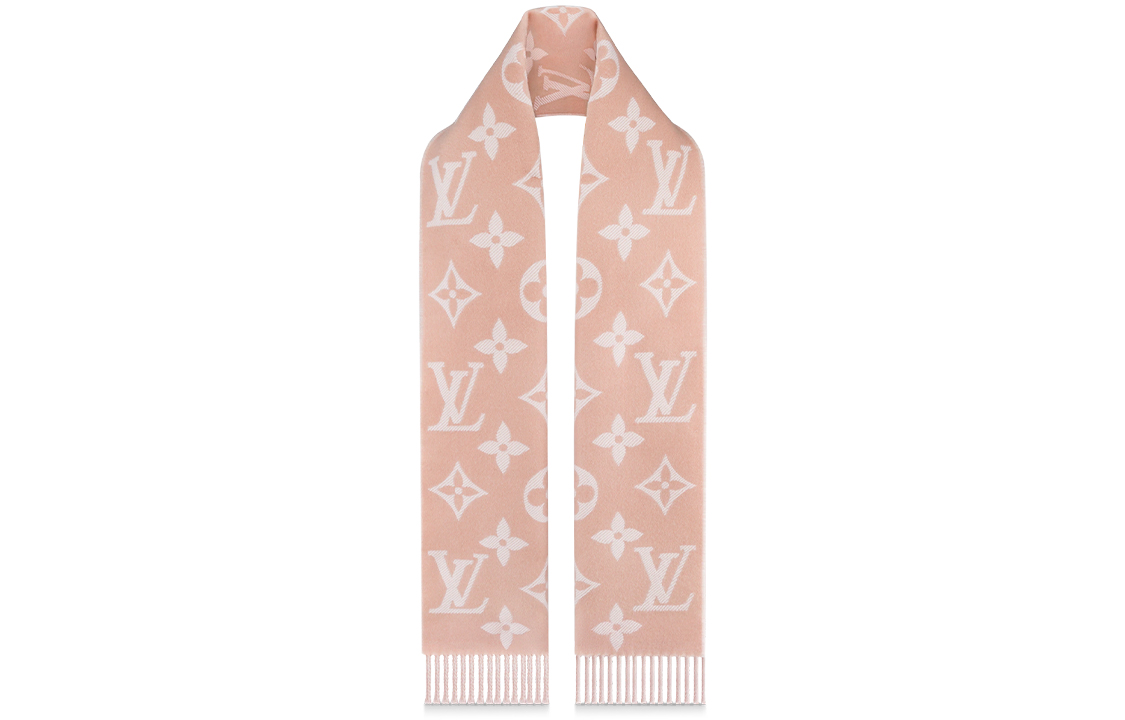 Louis Vuitton Monogram Wool Tassel Scarf Dry Rose Unisex Couple Style. M76966 圖 3