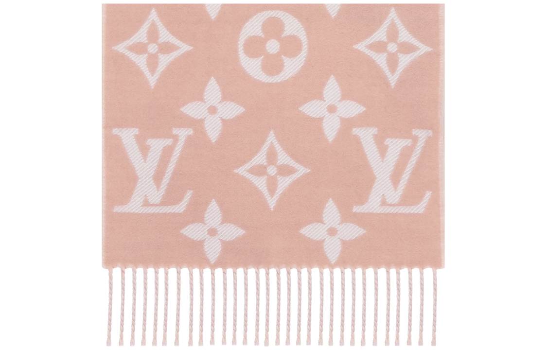 Louis Vuitton Monogram Wool Tassel Scarf Dry Rose Unisex Couple Style. M76966 圖 4