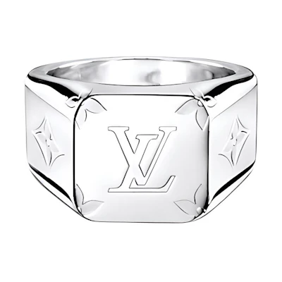 LOUIS VUITTON Monogram Zinc Alloy Ring Silver Accessories M00624