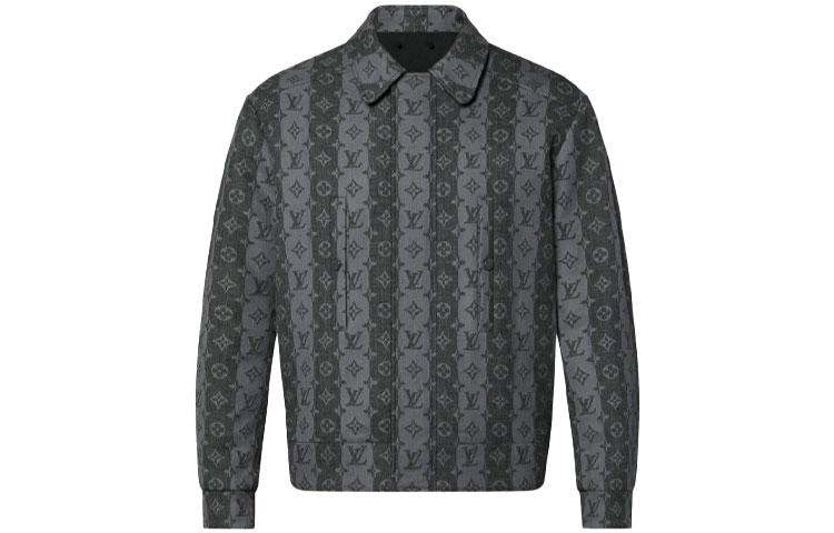 Louis Vuitton Monogram Zip-Up Long Sleeve Jacket Gray 1A9JYC