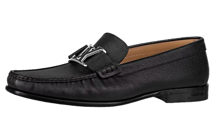 Louis Vuitton Montaigne Loafers 'Black with Silver Plate' 1A8IFN