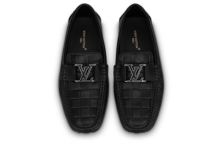 Lookbook Sepatu Louis Vuitton Monte Carlo Moccasin 'Hitam Kotak' 1ABFVC