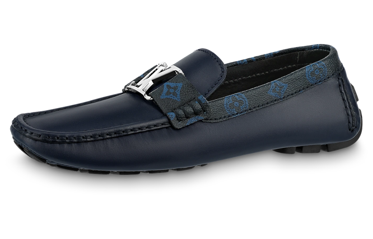 Louis Vuitton Monte Carlo Moccasin Shoes 'Navy with Monogram Collar' 1AANP0