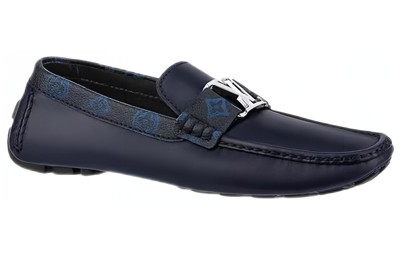 Order Louis Vuitton Monte Carlo Moccasin Shoes 'Navy with Monogram Collar' 1AANP0