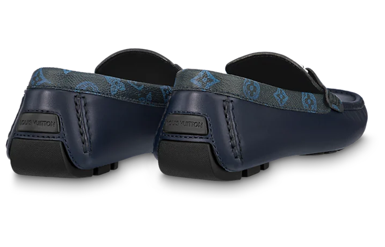 Shop Louis Vuitton Monte Carlo Moccasin Shoes 'Navy with Monogram Collar' 1AANP0