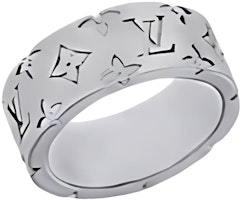 LOUIS VUITTON Mosaic Logo Engraved Brass Ring Silver for Men. M1182S LOUIS VUITTON Mosaic Logo Engraved Brass Ring Silver for Men. M1182S