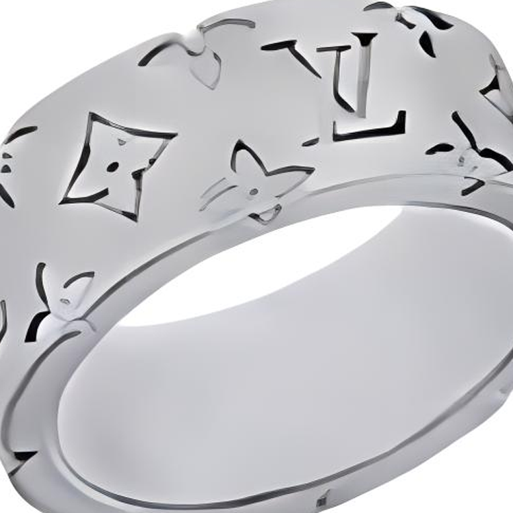 Shop 루이비통 모자이크 로고 브라스 링 실버 남성용. M1182S