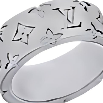 루이비통 모자이크 로고 브라스 링 실버 남성용. M1182S Shop 루이비통 모자이크 로고 브라스 링 실버 남성용. M1182S