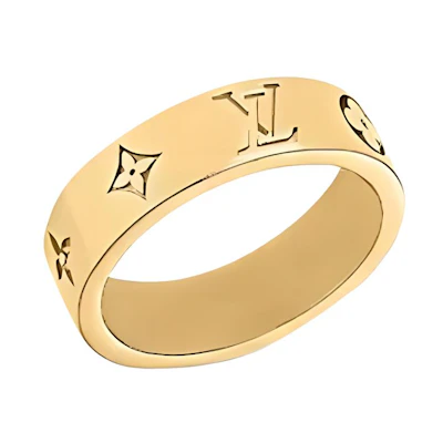 Louis Vuitton Mosaic Thin Brass Ring Gold Accessories m1505m