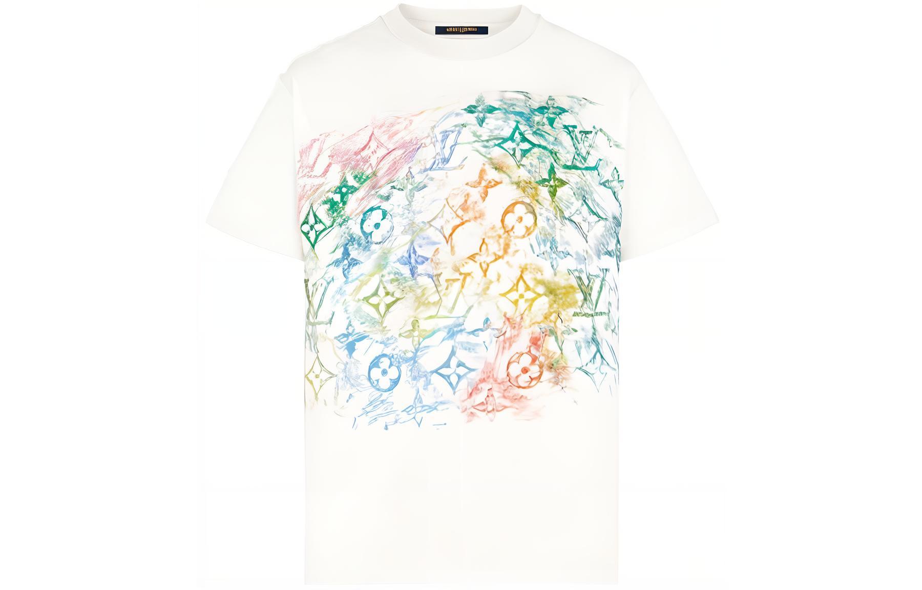 Order 루이비통 멀티컬러 로고 프린트 화이트 크루넥 티셔츠 1A8GUS