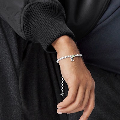 路易威登男士金屬銀色水晶珠串手鍊 M00731 Lookbook 路易威登男士金屬銀色水晶珠串手鍊 M00731