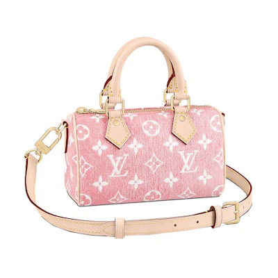Louis Vuitton Nano Speedy Denim Jacquard Pink