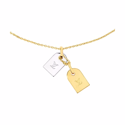 Louis Vuitton Nanogram LV Initials Gold-Finish Necklace Unisex Couple Style M63141
