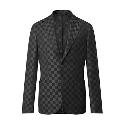 Louis Vuitton Naples Loose Fit Plaid Button-Up Jacket Black 1AAU1E