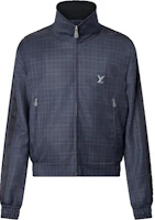 Louis Vuitton Navy Check Studded Logo Long-Sleeve Jacket 1AGMQU Louis Vuitton Navy Check Studded Logo Long-Sleeve Jacket 1AGMQU