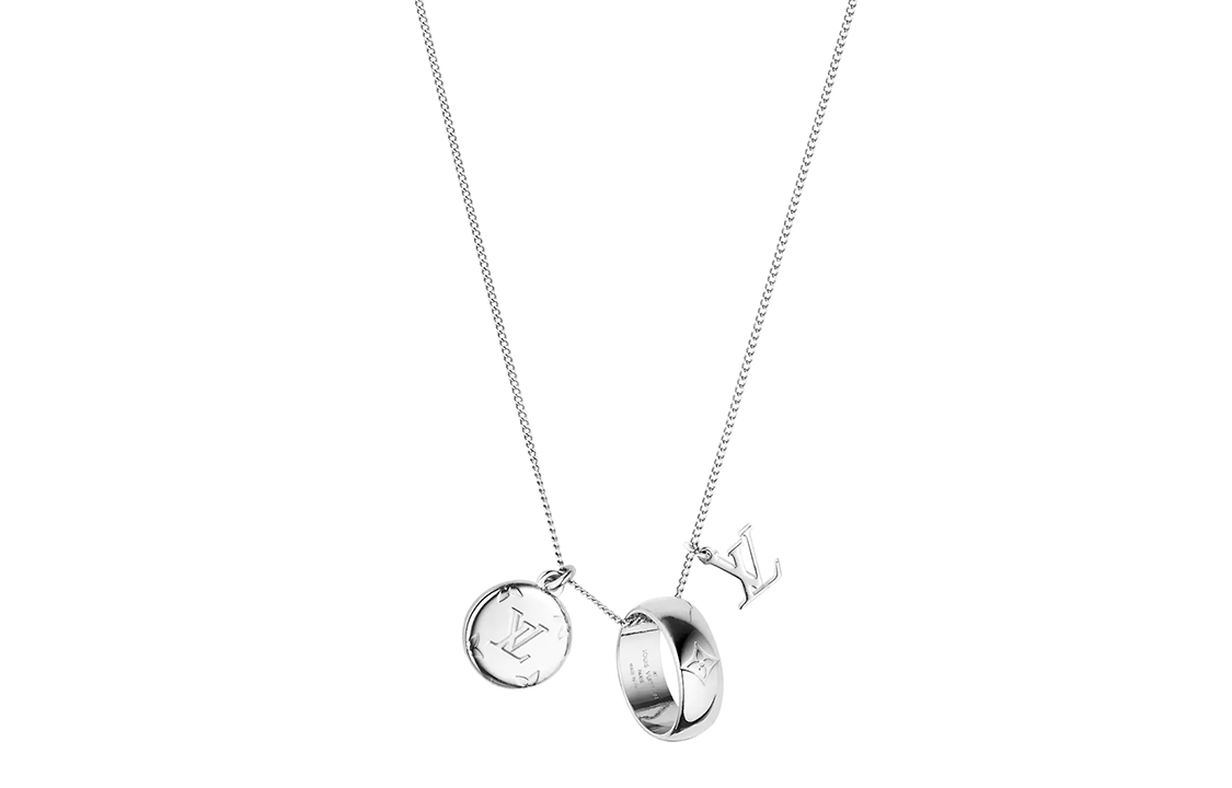 Louis Vuitton Necklace - Unisex Silver Patterned Engraved Accessory M62485