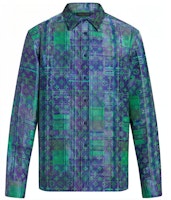 LOUIS VUITTON Neon Check Logo Print Loose Fit Classic Long Sleeve Shirt Blue 1A97E9 LOUIS VUITTON Neon Check Logo Print Loose Fit Classic Long Sleeve Shirt Blue 1A97E9