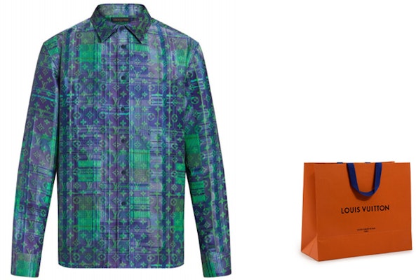 ルイヴィトン ネオンチェック ロゴプリント ルーズフィット 長袖シャツ ブルー 1A97E9 Lookbook ルイヴィトン ネオンチェック ロゴプリント ルーズフィット 長袖シャツ ブルー 1A97E9