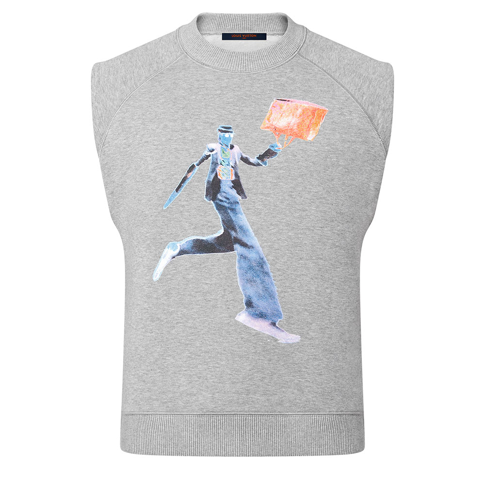 LOUIS VUITTON Neon Figure Print Slim-Fit Sleeveless T-Shirt Grey 1A972H