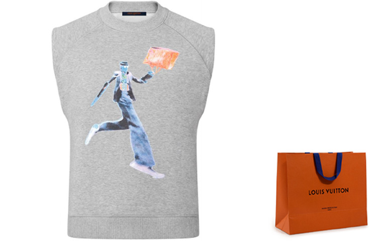 Shop LOUIS VUITTON Baju Tanpa Lengan Slim-Fit Cetak Neon Figure Kelabu 1A972H