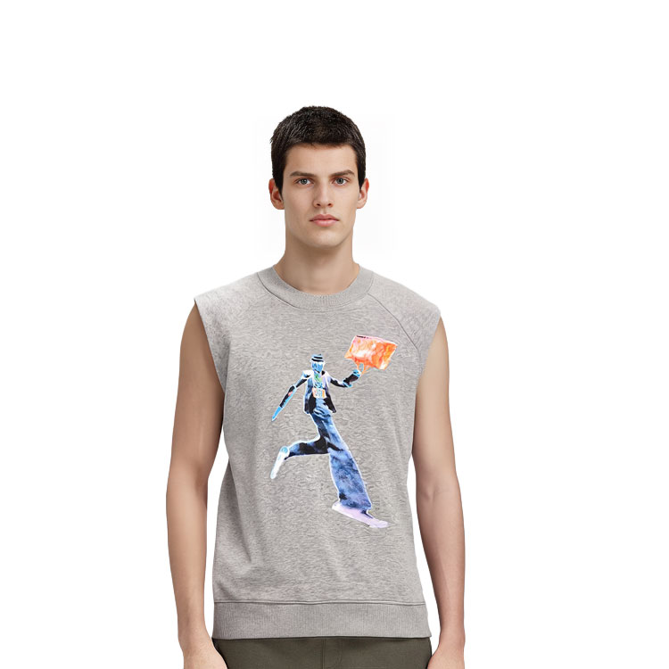 Details for LOUIS VUITTON Baju Tanpa Lengan Slim-Fit Cetak Neon Figure Kelabu 1A972H