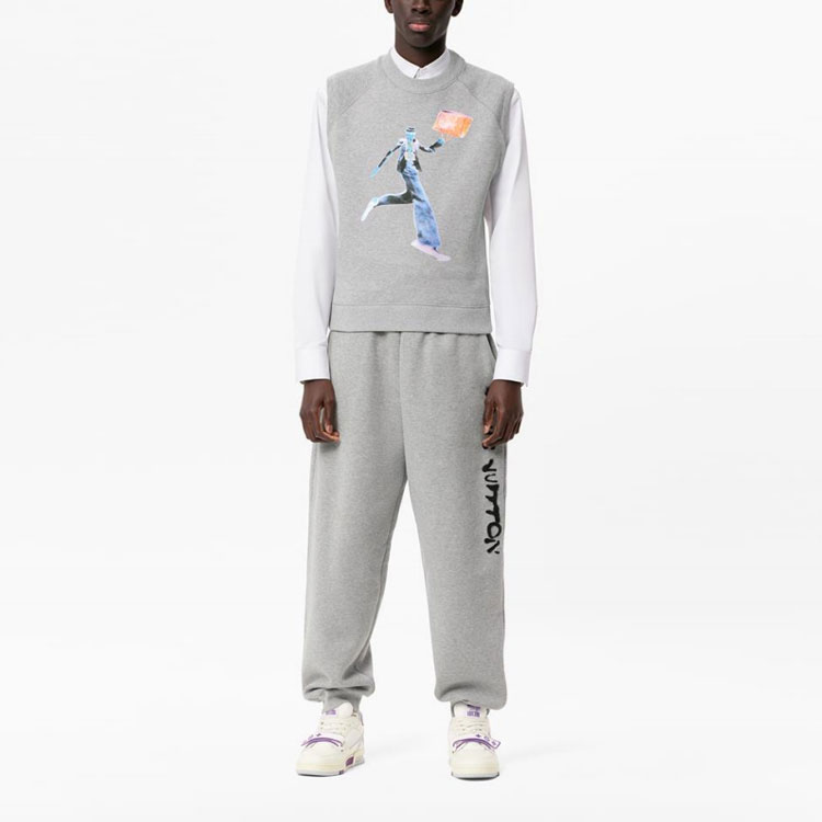 Sizing LOUIS VUITTON Baju Tanpa Lengan Slim-Fit Cetak Neon Figure Kelabu 1A972H