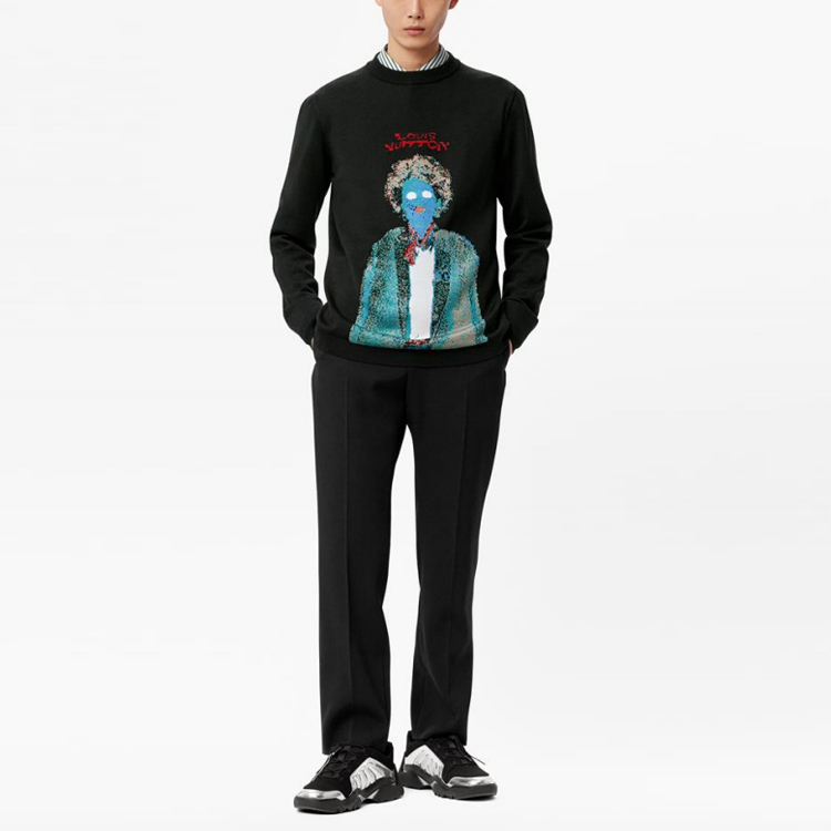 Lookbook Sudadera Negra LOUIS VUITTON Neon Worker Graphic Crewneck 1A96WZ