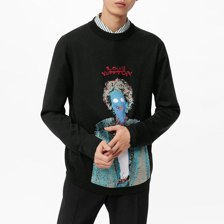 Shop Sudadera Negra LOUIS VUITTON Neon Worker Graphic Crewneck 1A96WZ