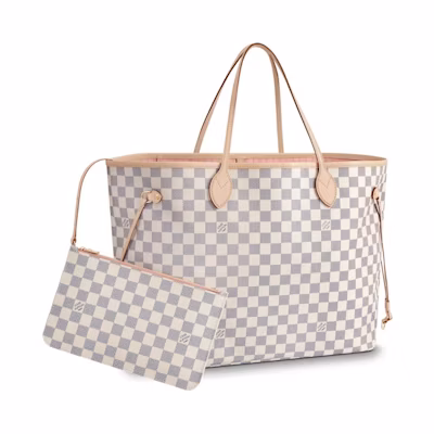 Louis Vuitton Neverfull Damier Azur GM Rose Ballerina Lining