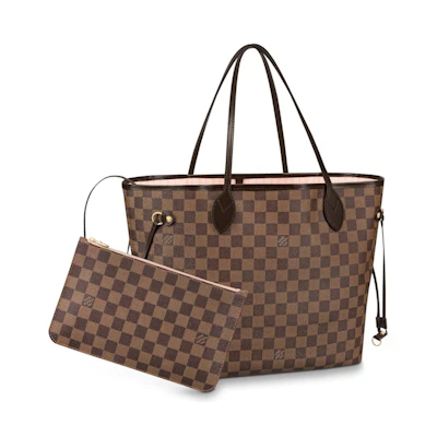 Louis Vuitton Neverfull Damier Ebene MM Rose Ballerina Lining