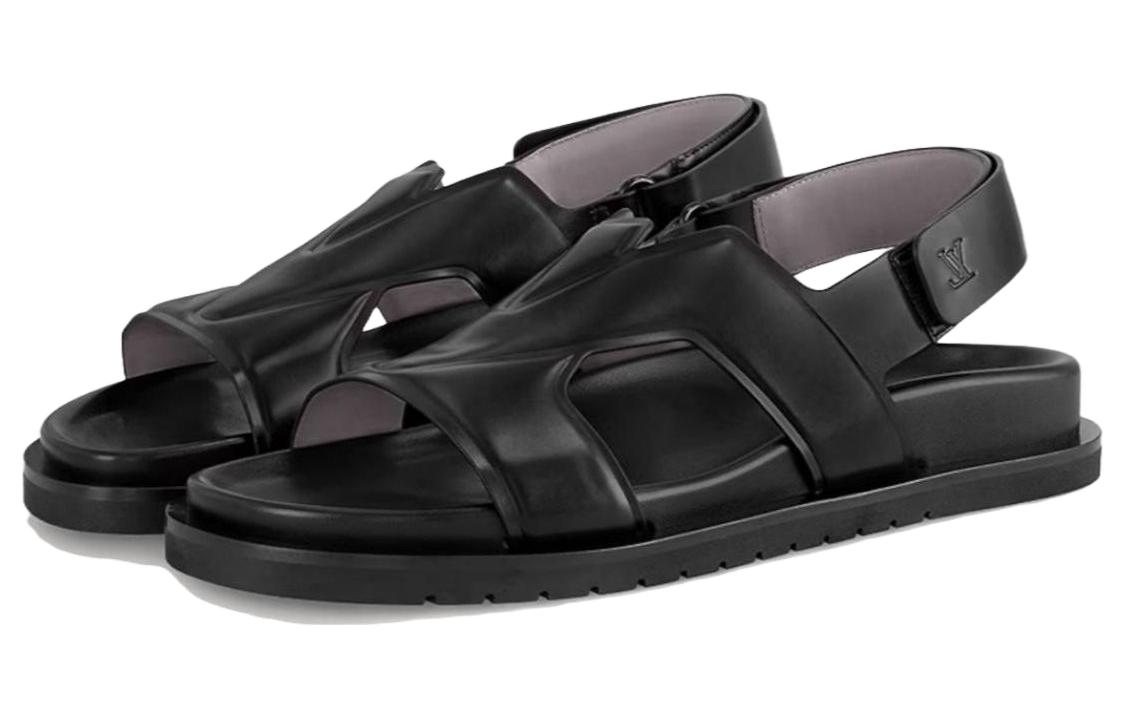 Shop LOUIS VUITTON Oasis 舒適百搭 一字帶涼鞋 男款 黑色