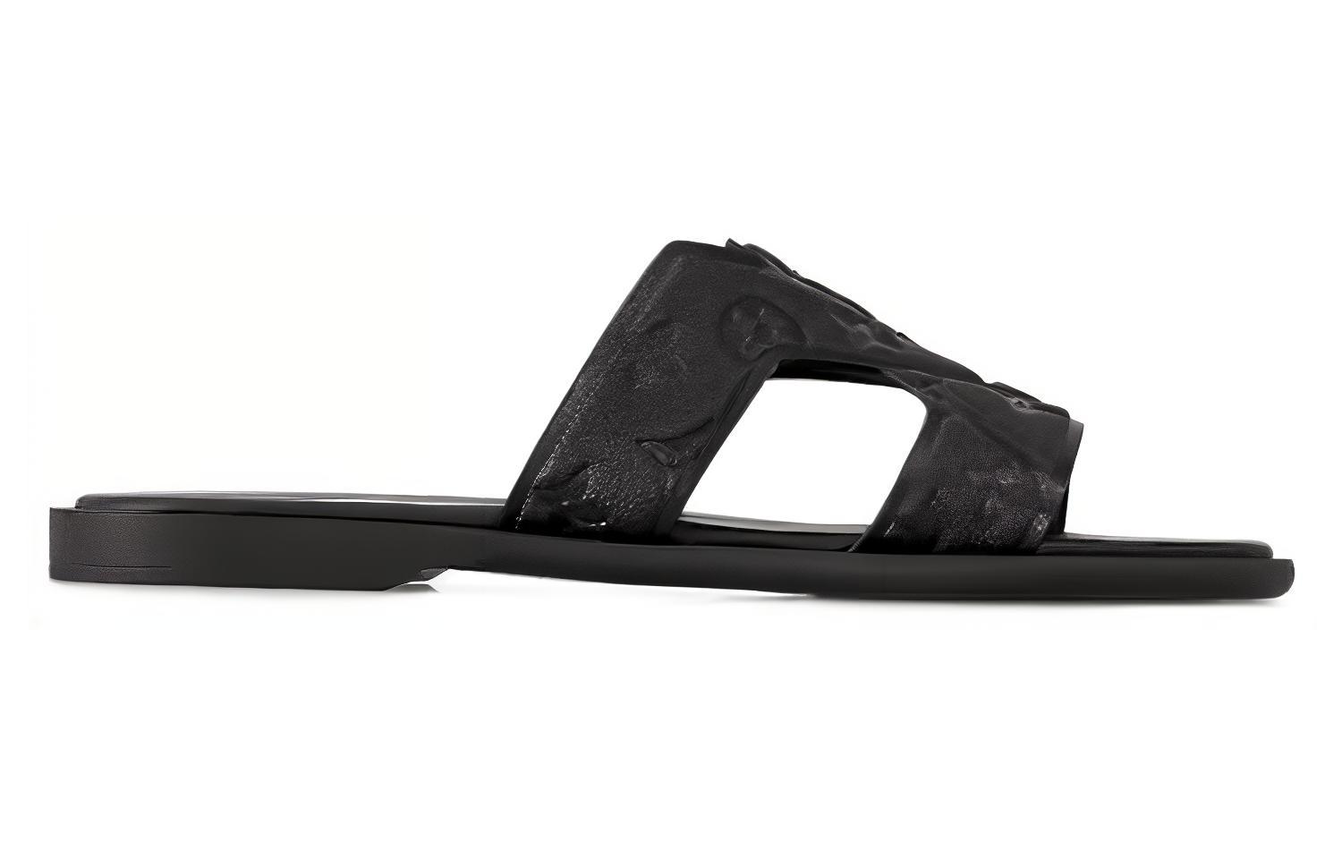 Order 路易威登 Oasis 皮革 圓頭厚底套腳 一字拖鞋 男款 黑色