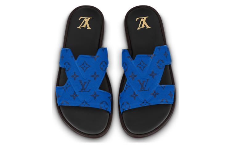 Lookbook LOUIS VUITTON Oasis 皮革 時尚舒適 一字拖鞋 男款 藍色