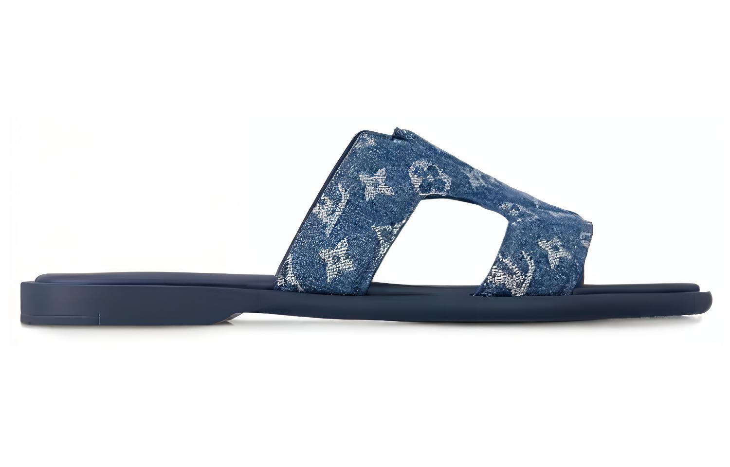 Order LOUIS VUITTON Oasis 皮革 圓頭套腳厚底 一字拖鞋 男款 藍色