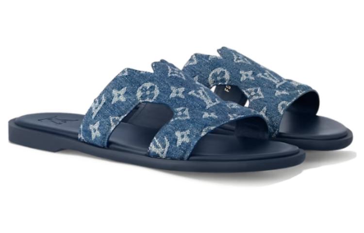 Lookbook LOUIS VUITTON Oasis 皮革 圓頭套腳厚底 一字拖鞋 男款 藍色