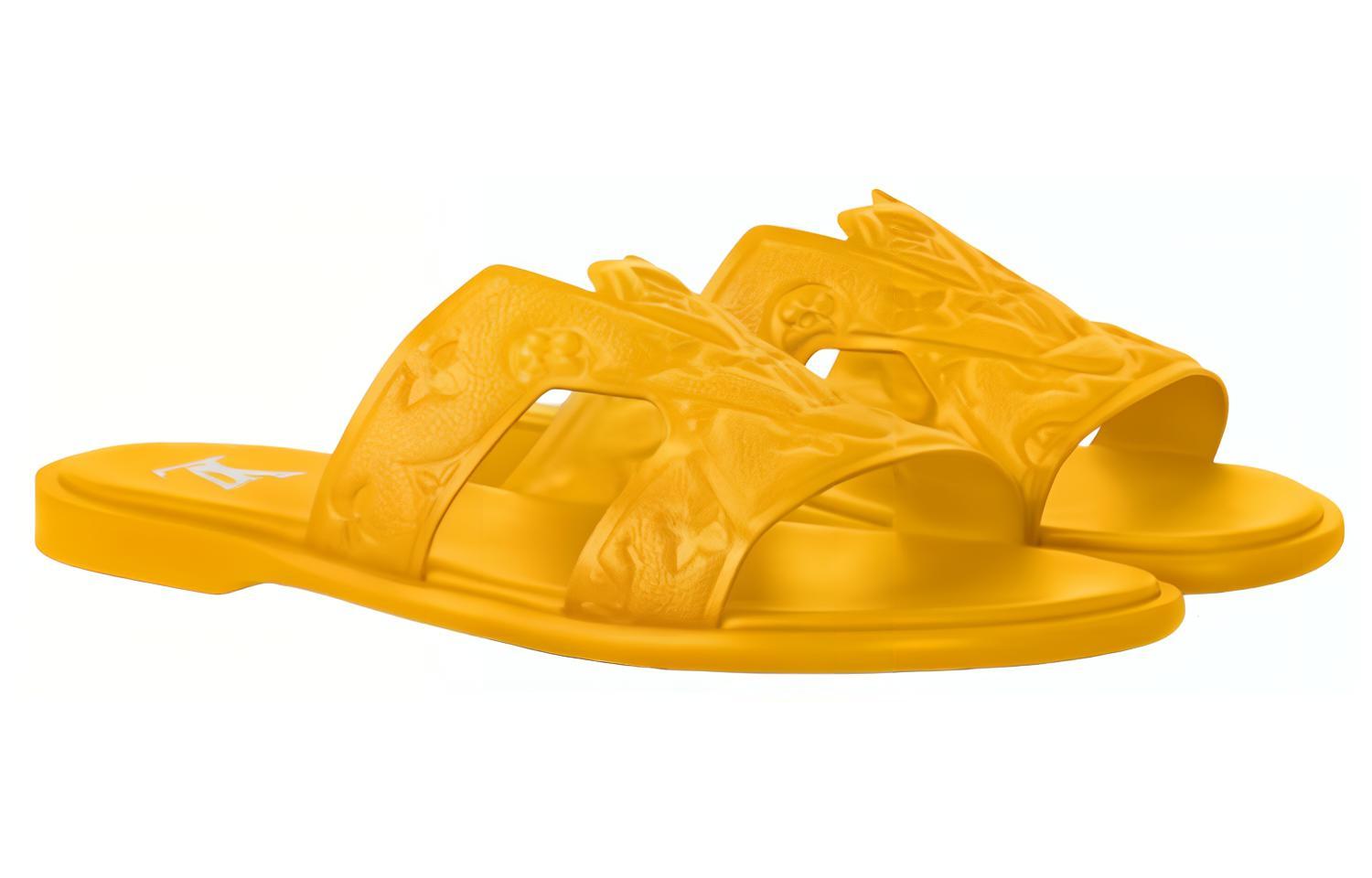 Lookbook LOUIS VUITTON Oasis 皮革 圓頭套腳厚底 一字拖鞋 男款 黃色