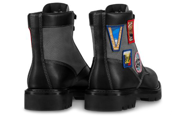 Shop Louis Vuitton Bota Oberkampf Tobillera 'Textil Negro y Cuero de Ternera' 1A4NF0