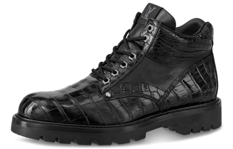 Louis Vuitton Oberkampf Ankle Boot 'Embossed Crocodile Black' 1A5DT0