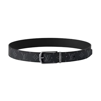 LOUIS VUITTON Original Design Black Leather Belt 35CM M4112S