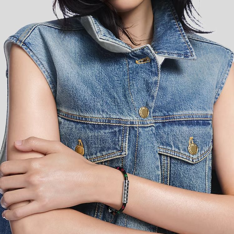 Details for LOUIS VUITTON Desain Asli Gelang Logam Hitam Unisex Gaya Pasangan. M8974F