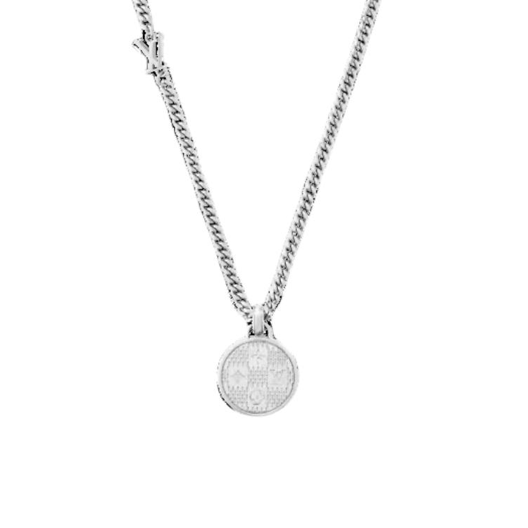 LOUIS VUITTON Original Design Brass Necklace Silver Unisex Couple Style. M02446