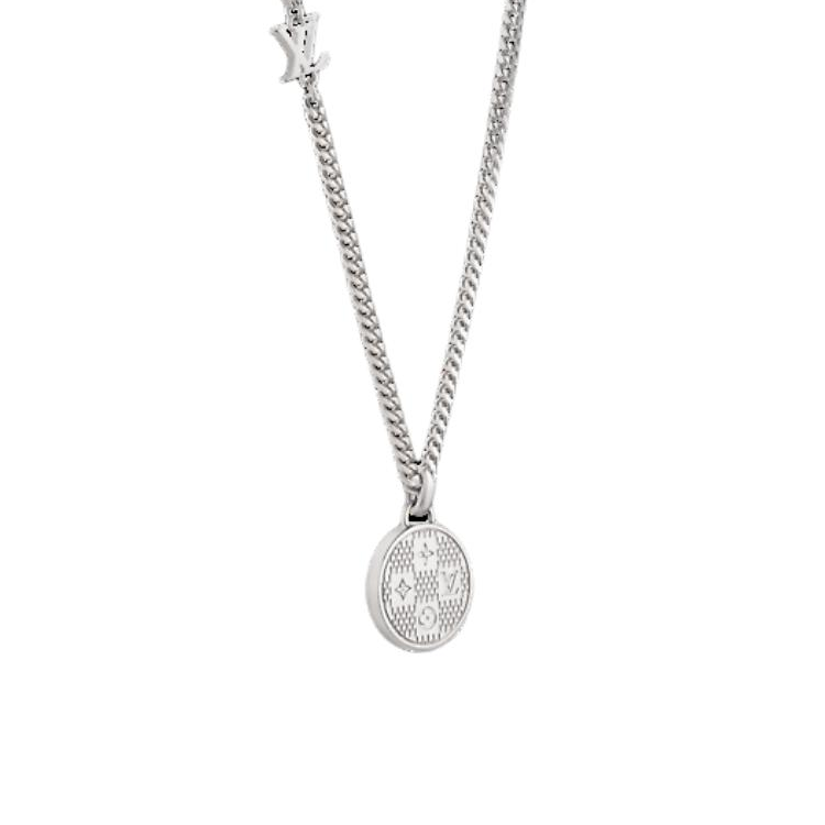 LOUIS VUITTON Original Design Brass Necklace Silver Unisex Couple Style. M02446 圖 4