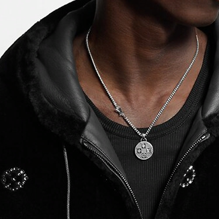 LOUIS VUITTON Original Design Brass Necklace Silver Unisex Couple Style. M02446 圖 5