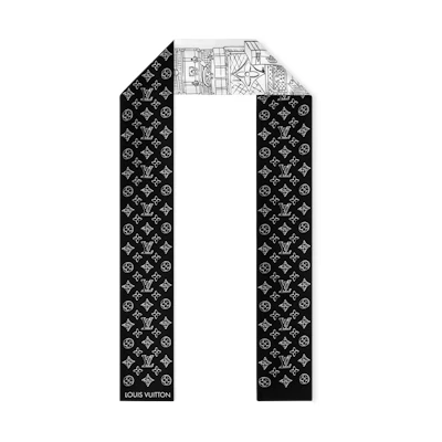 LOUIS VUITTON Original Design Silk Scarf Unisex Couple Style White. M96507