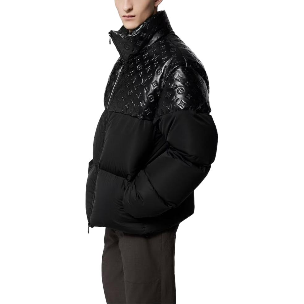 Purchase LOUIS VUITTON Jaket Puff Leher Tinggi Oversized Hitam 1ABZFO