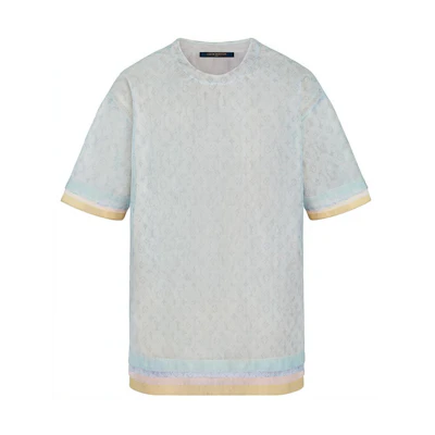 LOUIS VUITTON Oversized Light Blue Silk Crew Neck T-Shirt for Men 1A7QKM