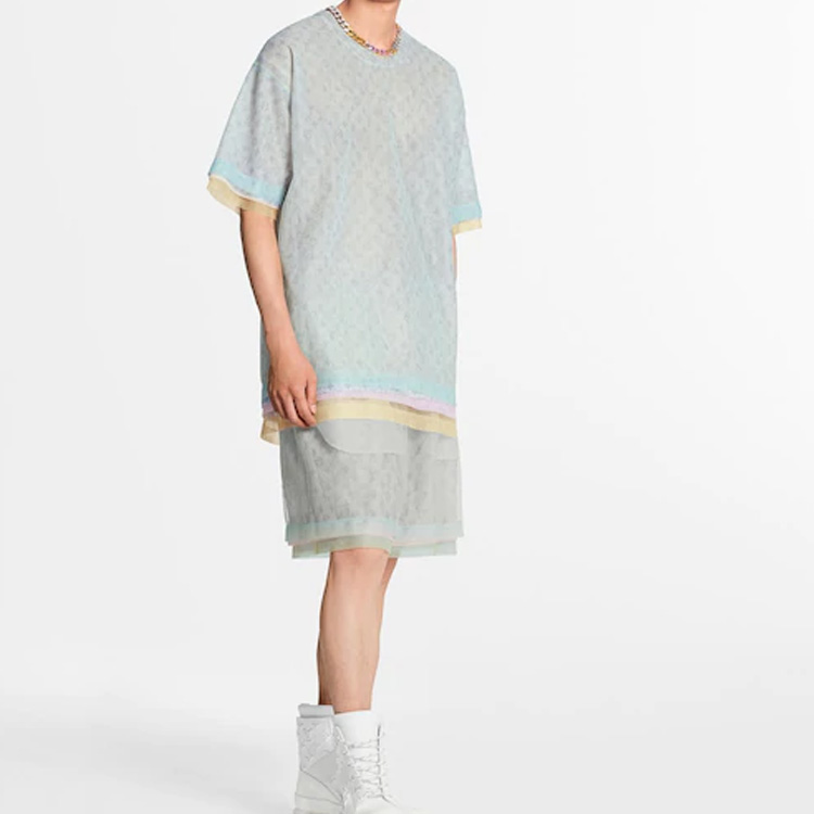 LOUIS VUITTON Oversized Light Blue Silk Crew Neck T-Shirt for Men 1A7QKM 圖 3