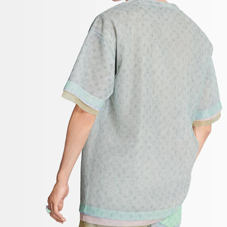 LOUIS VUITTON Oversized Light Blue Silk Crew Neck T-Shirt for Men 1A7QKM 圖 4