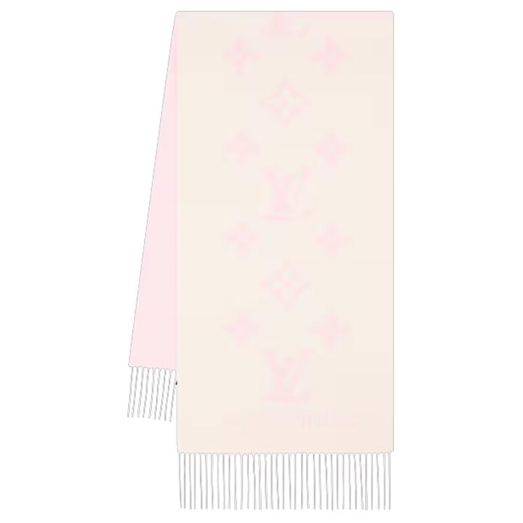Louis Vuitton Oversized Monogram Cashmere Scarf Unisex Couple Style Light Pink M90894