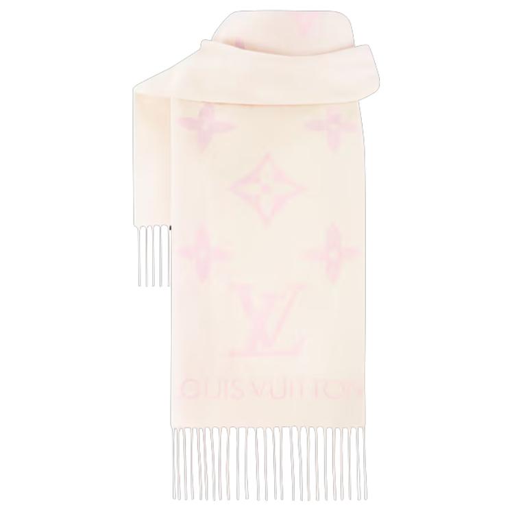 Lookbook 루이비통 오버사이즈 모노그램 캐시미어 스카프 유니섹스 커플 스타일 라이트 핑크 M90894
